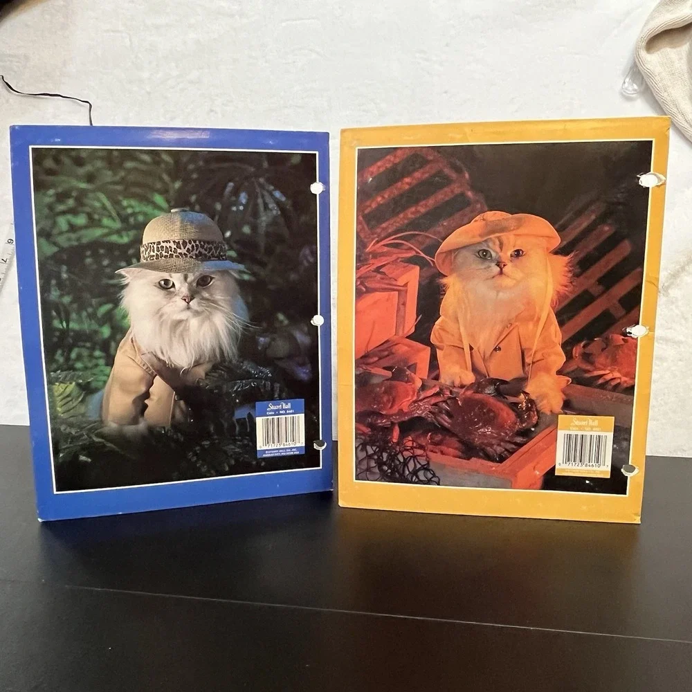 Vintage Cat Folders Stuart Hall 1993 Kittens Animal School Supplies 90s Retro